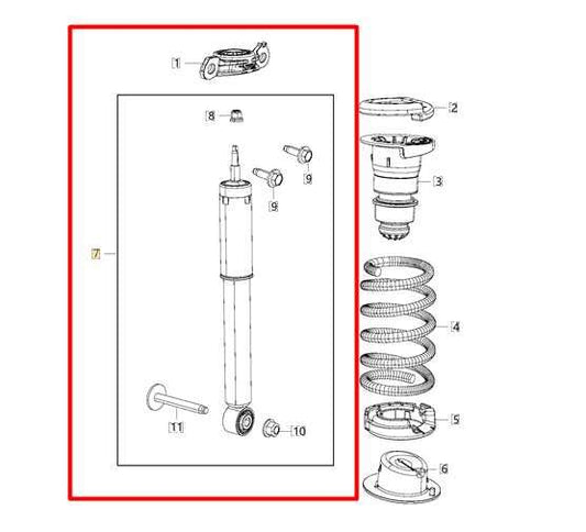 2017-2024 Chrysler Pacifica Rear Left Side Shock Strut Absorber 68231971AH OEM - Alshned Auto Parts