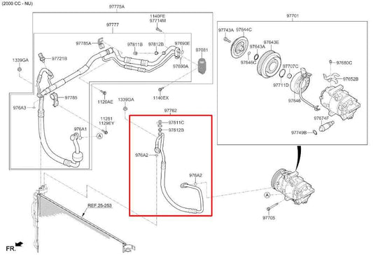 2019-2023 Kia Forte LXS 2.0L FWD AC Conditioning Discharge Hose Line Tube Pipe - Alshned Auto Parts