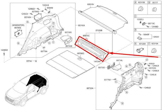 2016-2021 Hyundai Tucson Value Rear Liftgate Trunk Sill Scuff Plate Trim Panel - Alshned Auto Parts