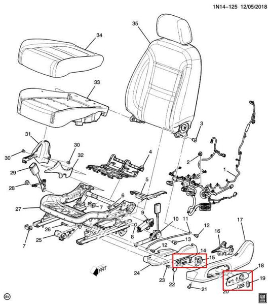 19-24 Chevrolet Blazer 2LT Front Left Side Power Seat Adjustment Switch w/ Trim - Alshned Auto Parts