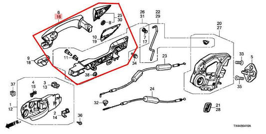 2013-16 Acura RDX Rear Left Driver Side Door Exterior Handle 72181-SZN-A01ZM OEM - Alshned Auto Parts