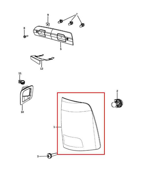 13-20 RAM 1500 Crew Cab Laramie Rear Left Driver Side Tail Light Lamp 68093079AC - Alshned Auto Parts