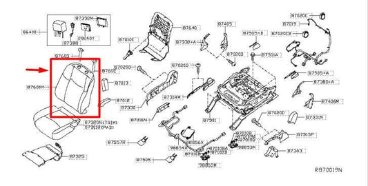 2016-19 Infiniti QX60 Front RH Passenger Side Seat Upper Cushion 87600-9NG3A OEM - Alshned Auto Parts