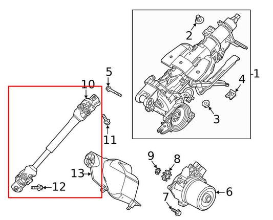 21-25 Mazda CX30 S 2.5L AWD Steering Column Intermediate Lower Shaft DGH9-32-090 - Alshned Auto Parts