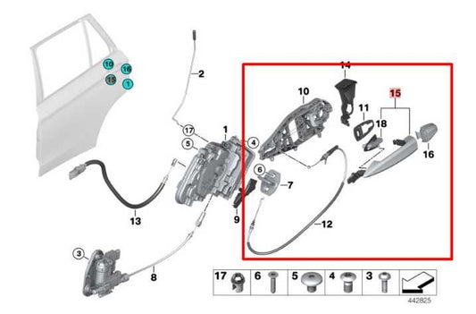 2014-18 BMW X5 xDrive35i 3.0L AWD Rear Driver Left Side Door Exterior Handle - Alshned Auto Parts
