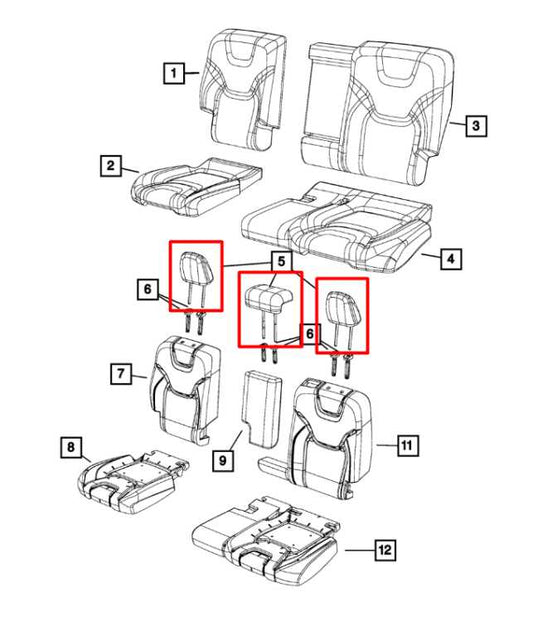 14-22 Jeep Cherokee Rear RH and Left Side 2nd Row Center Seat Headrest Set of 3 - Alshned Auto Parts