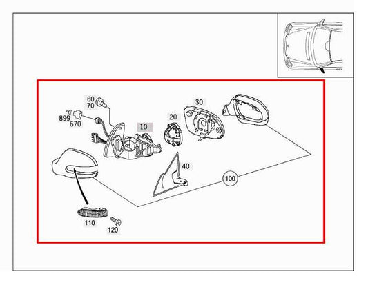 06-09 Mercedes-Benz CLK 350 Driver Left Side Rear View Mirror 209-810-03-76 OEM - Alshned Auto Parts