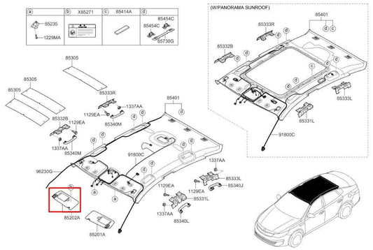 2016-2020 Kia Optima Front Passenger Right Side Sun Visor w/ Illuminated Mirror - Alshned Auto Parts