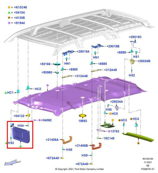 2022-24 Ford Expedition MAX XLT Front Left Side Sun Visor w/ Illuminated Mirror - Alshned Auto Parts