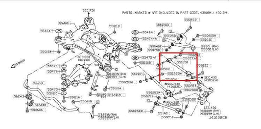 17-22 Infiniti Q60 Luxe AWD Rear Left Side Lower Lateral Control Arm 55120-1MA0D - Alshned Auto Parts