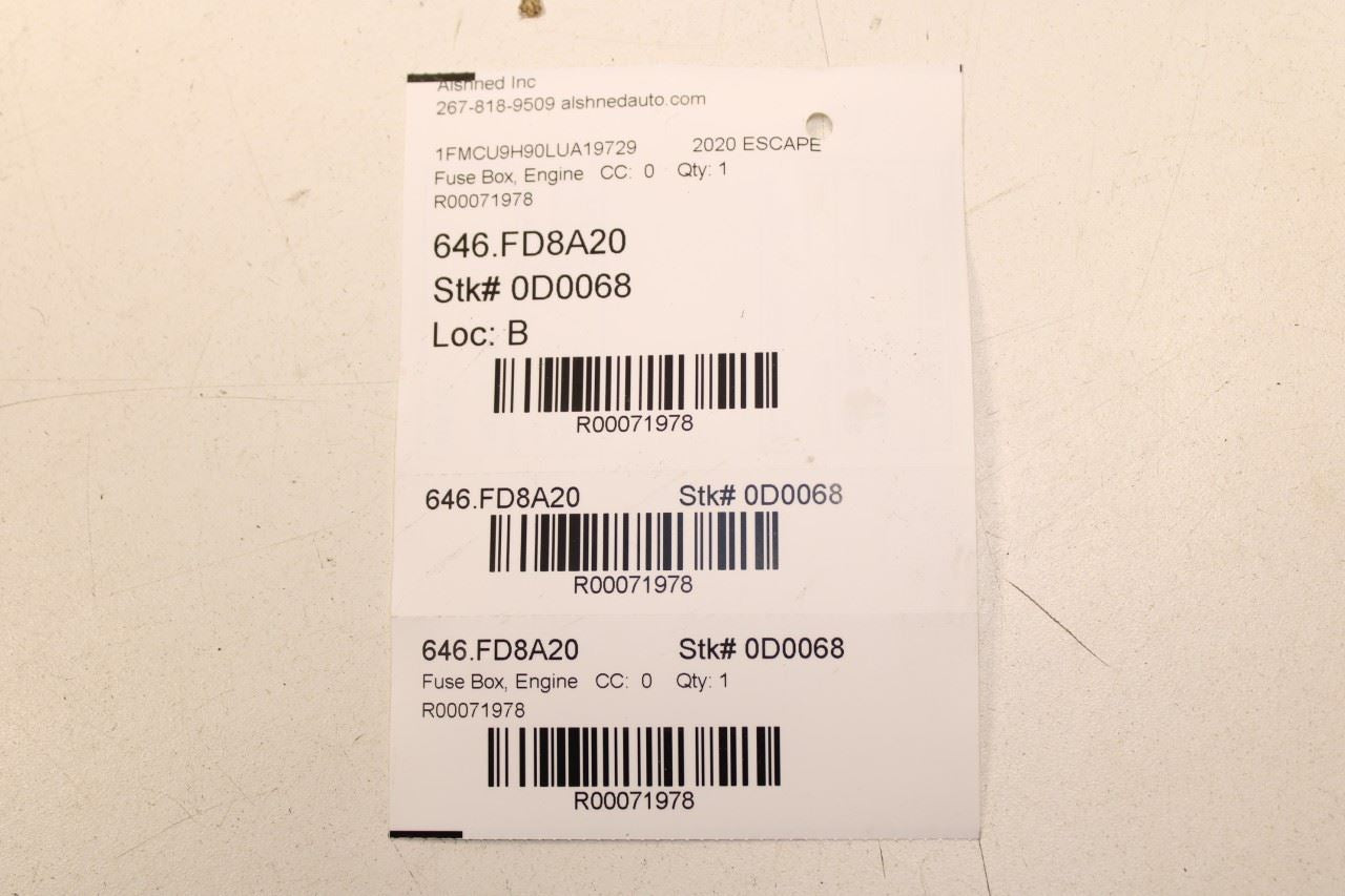 20-23 Ford Escape SEL 2.0L Engine Bay Fuse Relay Junction Block LX6T-14D068-NAB - Alshned Auto Parts