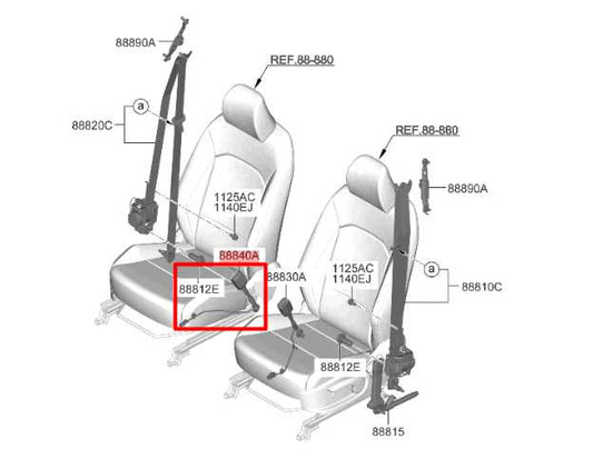 20-24 Kia Soul LX 2.0L Front Passenger Right Side Seat Belt Buckle 88840K0000WK - Alshned Auto Parts