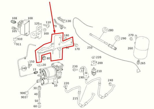 07-13 Mercedes-Benz S550 Air Airmatic Suspension Compressor Pump Holder Bracket - Alshned Auto Parts