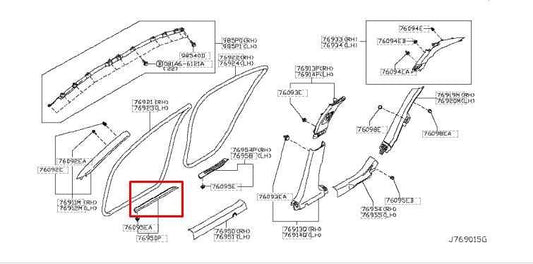 2014-23 Infiniti Q50 Luxe RWD Front Left Side Door Sill Scuff Plate 769B0-4GF0A - Alshned Auto Parts