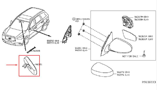 2013-2020 Nissan Pathfinder SV Interior Inside Rear View Mirror 96321-3WV0A OEM - Alshned Auto Parts