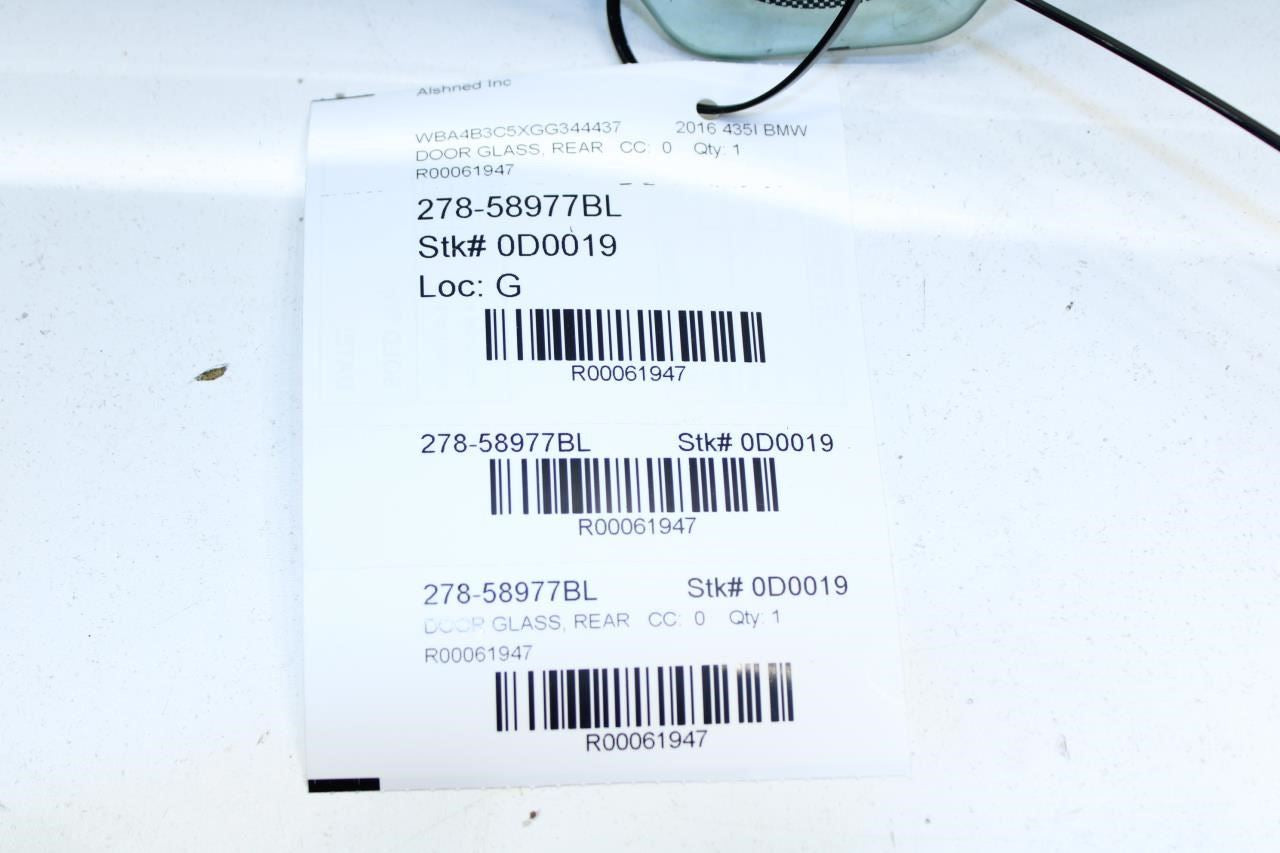 2015-2016 BMW 435i Gran Coupe xDrive Rear Left Door Window Glass 51-35-7-309-727 - Alshned Auto Parts
