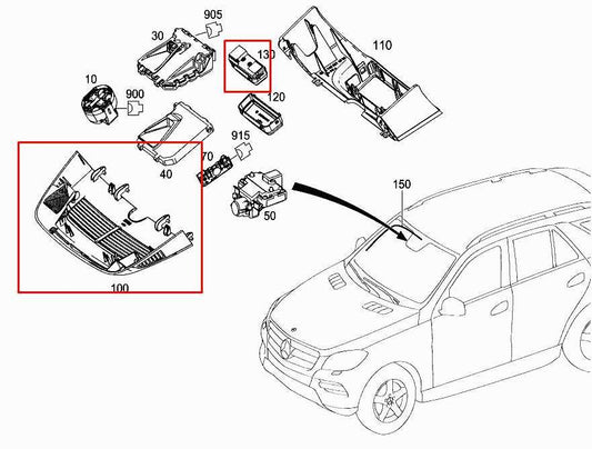 12-15 Mercedes-Benz ML350 RR View Mirror Cover Trim w/ Switch 166-821-14-36-7E94 - Alshned Auto Parts