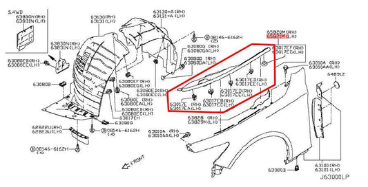 14-23 Infiniti Q50 Front RH and LH Inner Fender Hood Seal Ledge Trim Set *ReaD* - Alshned Auto Parts
