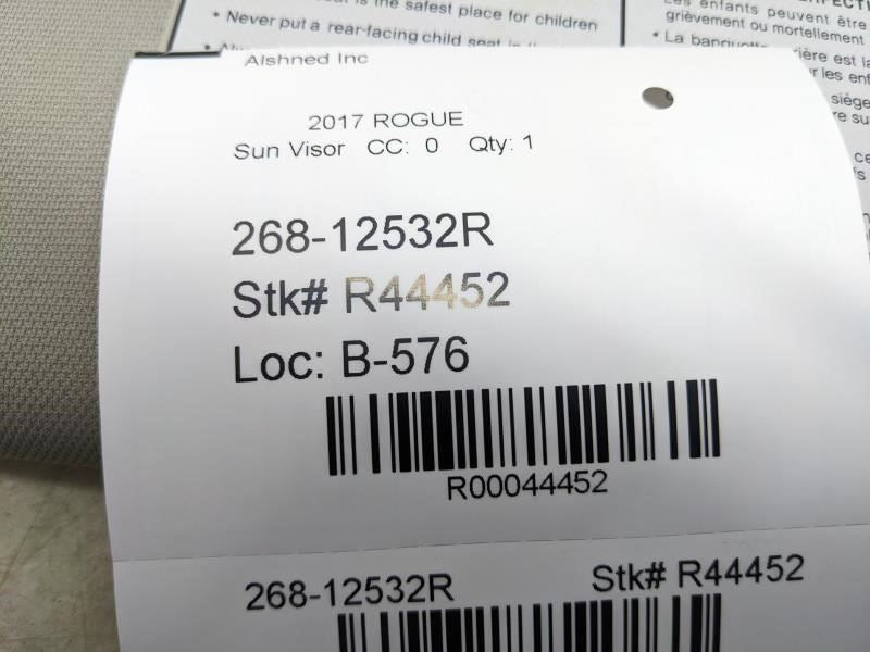 2014-2017 Nissan Rogue Right Sun Visor w/ Mirror 96400-4BA1D OEM - Alshned Auto Parts