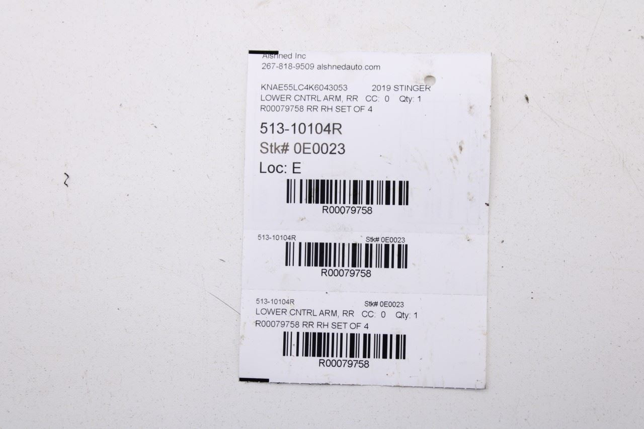 18-23 Kia Stinger GT2 AWD Rear Passenger RH Side Lower and Upper Control Arm Set - Alshned Auto Parts