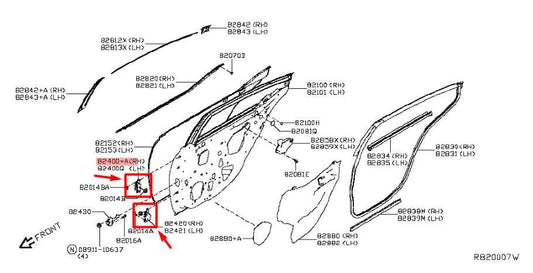 2019-2024 Nissan Altima SL Rear Right Door Hinge Upper and Lower 82400-2Y90A OEM - Alshned Auto Parts