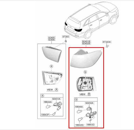 2019-2020 Kia Sorento LX Rear Right Passenger Side Tail Light Lamp 92402C6500 - Alshned Auto Parts