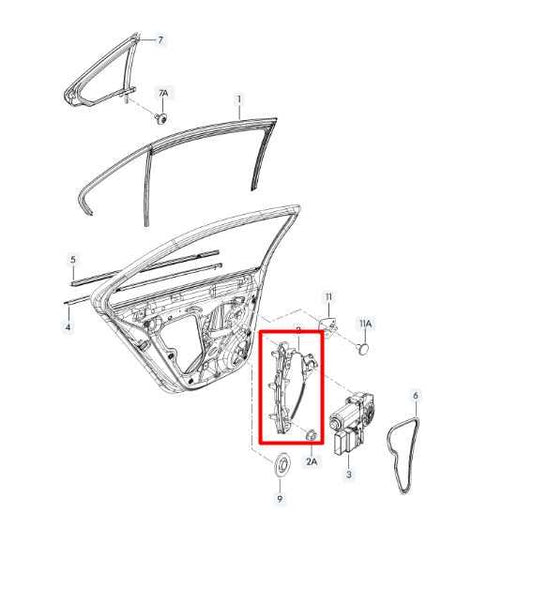 2015-18 Volkswagen Jetta Sport Rear RH Side Door Window Regulator 5C6-839-462-D - Alshned Auto Parts