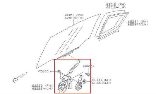 2015-2021 Subaru WRX Premium Rear Left Door Window Regulator w/ Motor 62222FJ010 - Alshned Auto Parts