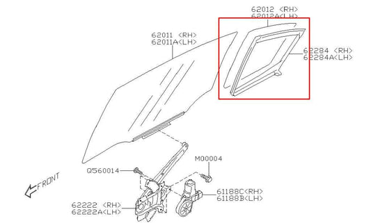 2015-2021 Subaru WRX Premium Rear Left Side Door Quarter Window Glass 62012VA310 - Alshned Auto Parts
