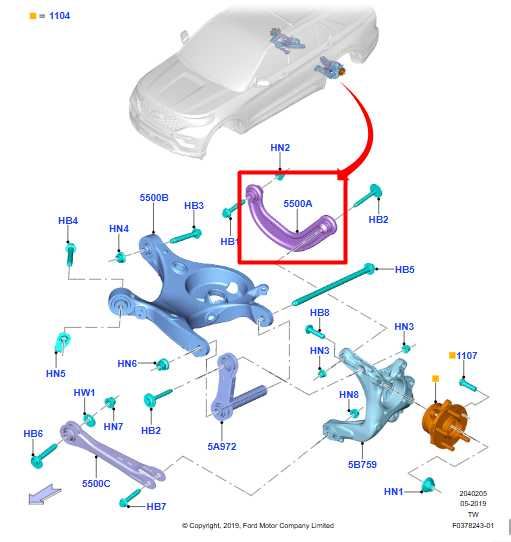 20-25 Ford Explorer AWD Rear Left Suspension Upper Control Arm LB5C-5501-AC OEM - Alshned Auto Parts
