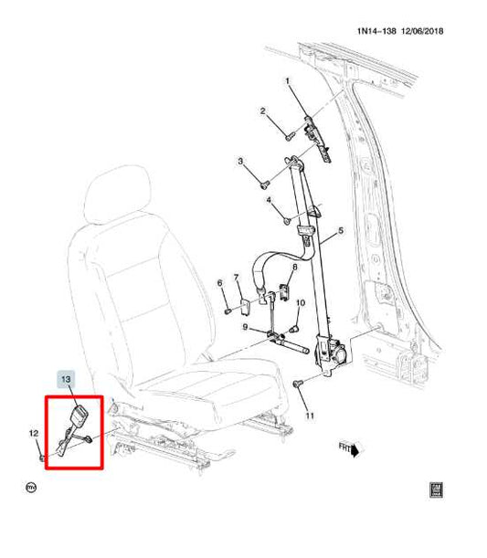 2019-2024 Chevrolet Blazer 2LT 2.0L FWD Front Driver Left Side Seat Belt Buckle - Alshned Auto Parts