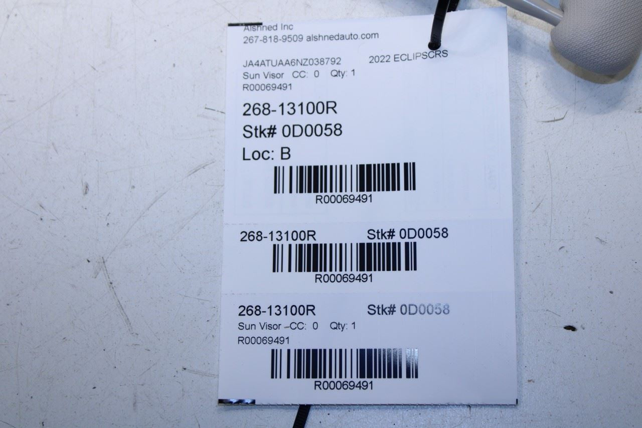 18-25 Mitsubishi Eclipse Cross ES Front Passenger Right Side Sun Visor w/ Mirror - Alshned Auto Parts