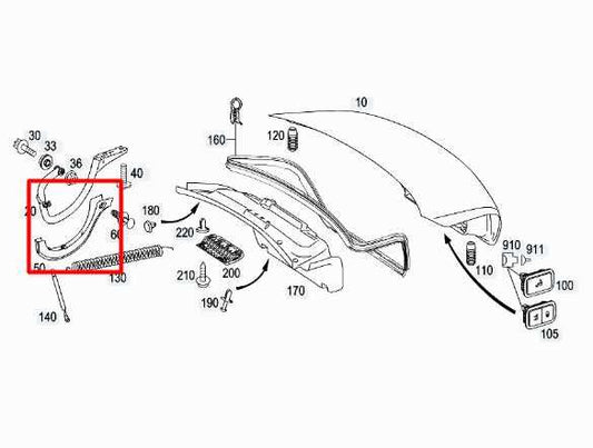 2007-13 Mercedes-Benz S550 Rear RH Side Trunk Lid Hinge Cover 221-693-02-17 OEM - Alshned Auto Parts