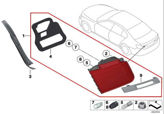 2010-12 BMW 750Li xDrive Rear Left Driver Side Inner Tail Light Lamp 63217182205 - Alshned Auto Parts
