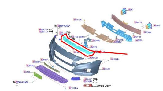 2019-2023 Nissan Altima SL Front Bumper Reinforcement Cover 62240-6CA0A OEM - Alshned Auto Parts