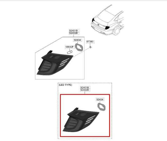 2020-2022 Hyundai Sonata SE Rear Right Side Tail Light Lamp 92402-L0000 *ReaD* - Alshned Auto Parts