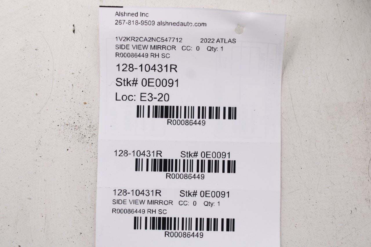 2018-23 Volkswagen Atlas SE 3.6L Right Side Rear View Mirror 3CN-857-502-BH-9B9 - Alshned Auto Parts