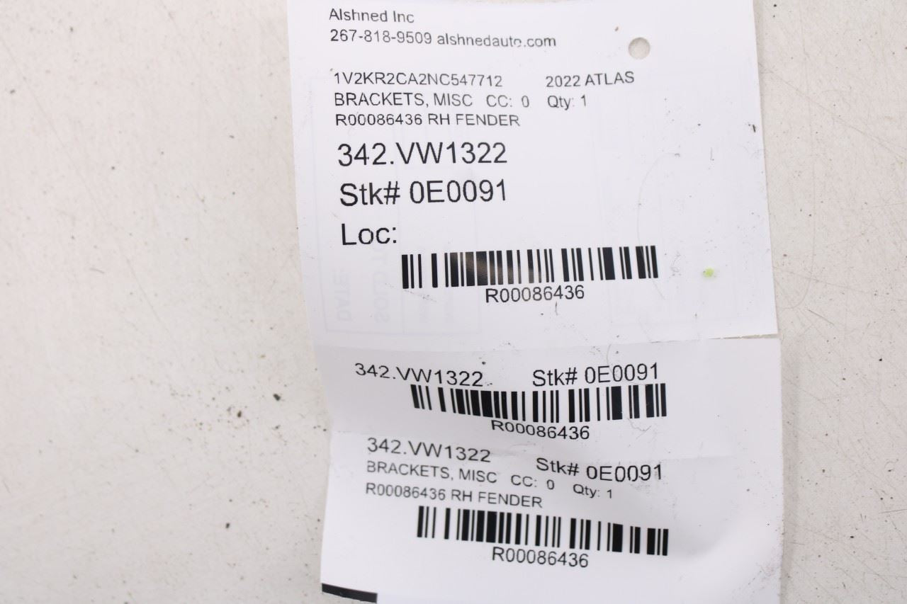 21-25 Volkswagen Atlas SE Front Right Side Fender Support Mount Bracket Set of 4 - Alshned Auto Parts