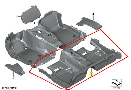 2022-25 BMW 430i xDrive Gran Coupe 2.0L Rear 2nd Row Interior Floor Carpet Liner - Alshned Auto Parts
