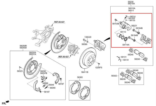 2016-2020 Kia Sorento LX Rear Left Driver Side Brake Disc Caliper 58310-C6A00 - Alshned Auto Parts