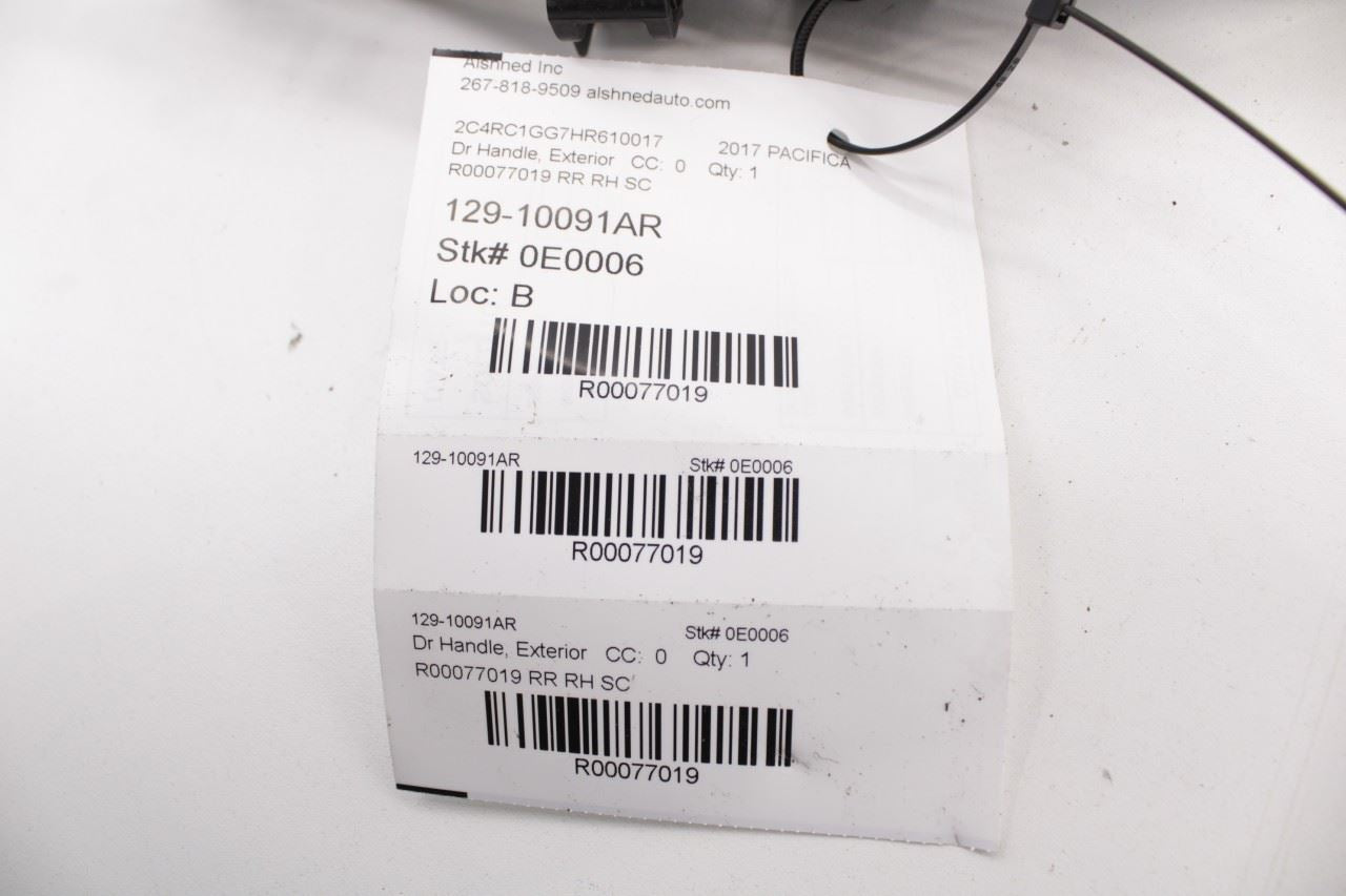 17-24 Chrysler Pacifica Limited 3.6L Rear Right Side Slide Door Exterior Handle - Alshned Auto Parts