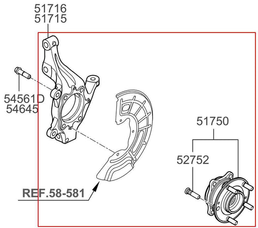 2016-20 Kia Optima LX Front Right Passenger Side Spindle Knuckle Hub 51716-C1000 - Alshned Auto Parts