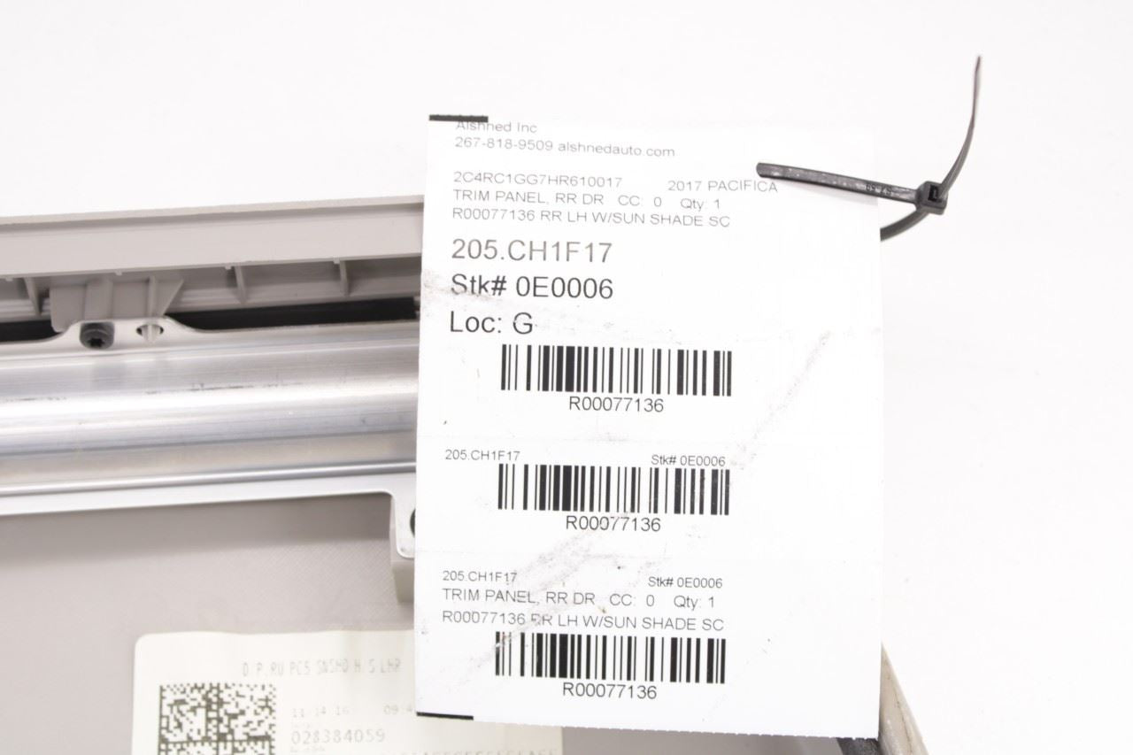 17-24 Chrysler Pacifica Limited Rear Left Sliding Door Trim Panel with Sunshade - Alshned Auto Parts