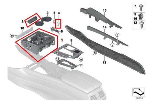 2014-18 BMW X5 xDrive35i Front Center Console Cup Holder w/ Ashtray and Lighter - Alshned Auto Parts