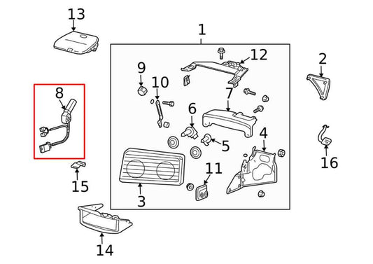 1997-2000 Chevrolet Corvette 5.7L Front Right Side Headlight Lamp Actuator Motor - Alshned Auto Parts