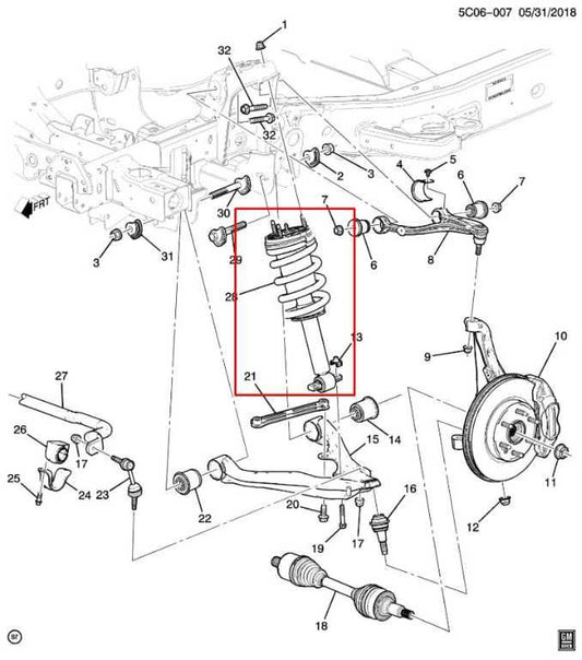 2019-2024 Chevrolet Silverado LT-L 2.7L 4x4 Front Left Side Shock Strut Absorber - Alshned Auto Parts