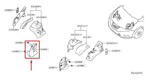 2015-24 Nissan Murano Platinum Front Right Splash Shield Guard Cover 64838-5AA0A - Alshned Auto Parts