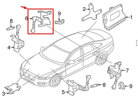 2017-20 Jaguar XE R-Dynamic S Rear RH Ride Height Level Sensor GX73-3C280-DB OEM - Alshned Auto Parts