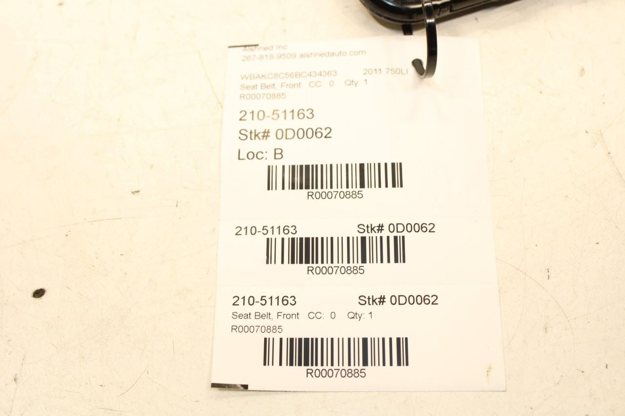 2010-2012 BMW 750Li xDrive 4.4L AWD Front Passenger Right Side Seat Belt Buckle - Alshned Auto Parts