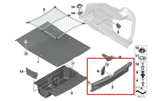 17-20 BMW 430i xDrive Coupe 2.0L Rear Trunk Loading Sill Scuff Cover Trim Panel - Alshned Auto Parts